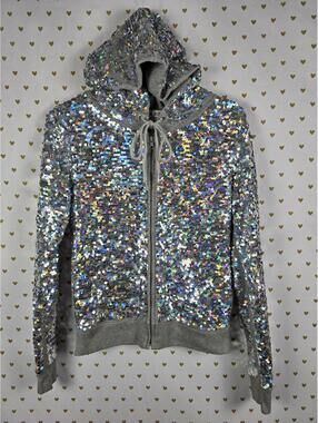 Victorias Secret Pink BLING 2013 FASHION SHOW FULL Sequined Silver Jacket XS